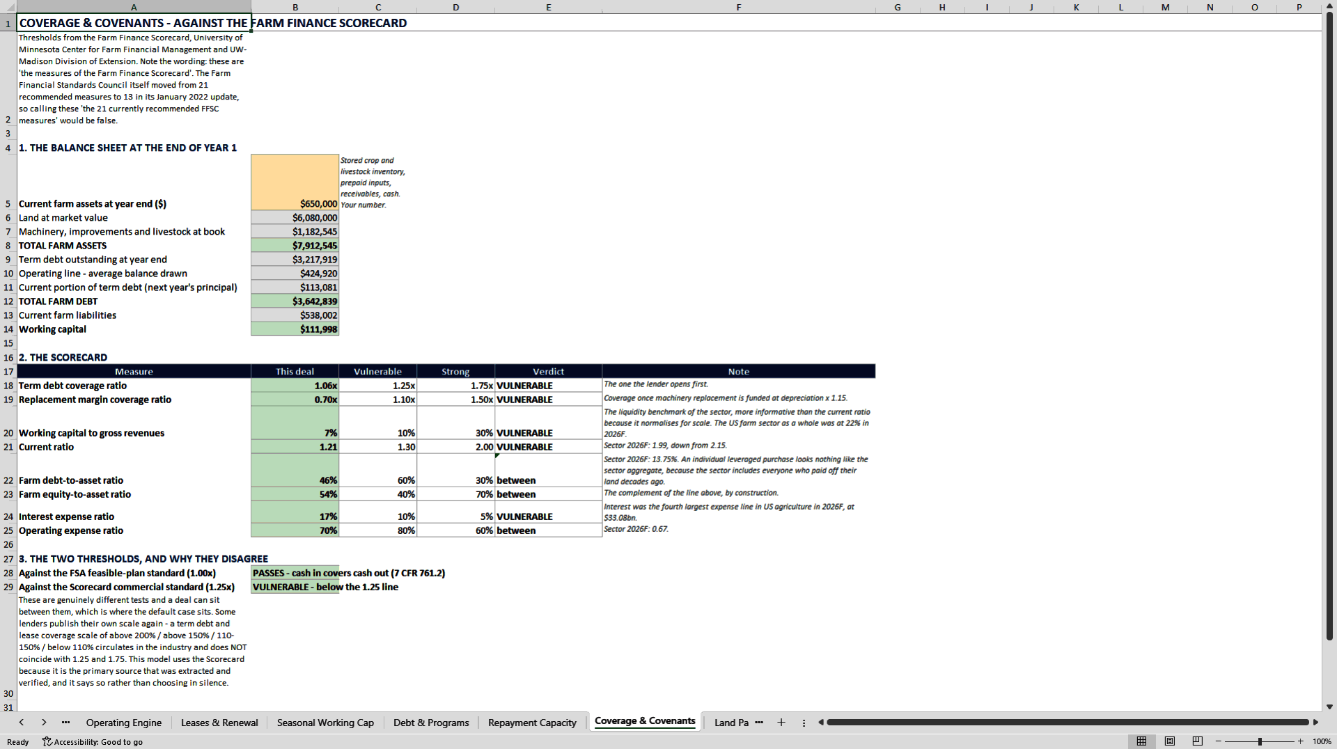 Farm & Ranch Acquisition Underwriting Model (Excel template (XLSX)) Preview Image
