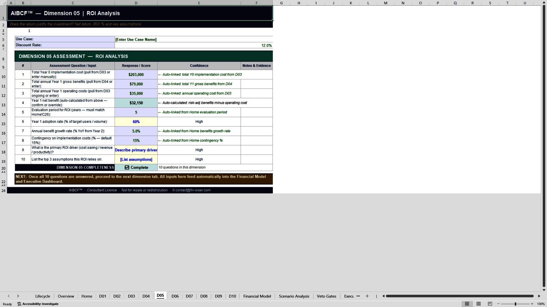 AI Business Case Framework (AIBCF™) (Excel template (XLSX)) Preview Image