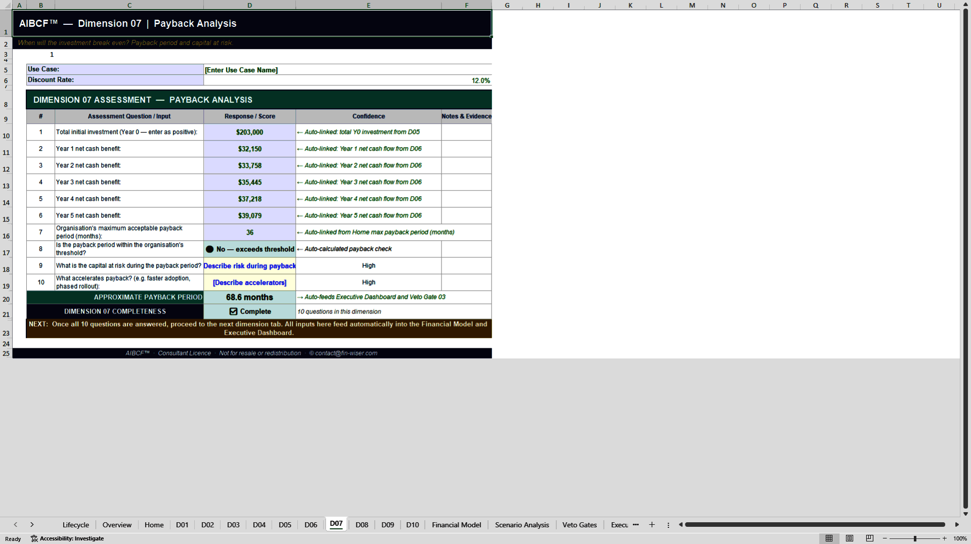 AI Business Case Framework (AIBCF™) (Excel template (XLSX)) Preview Image