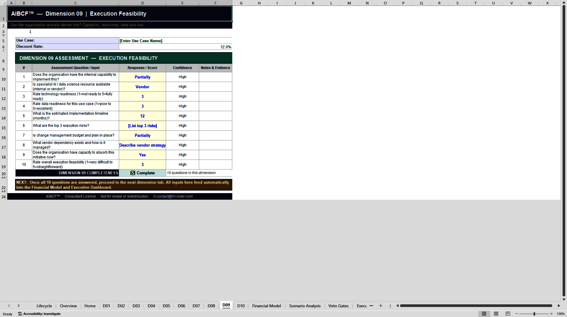 AI Business Case Framework (AIBCF™) (Excel template (XLSX)) Preview Image