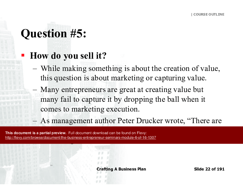 The Business Entrepreneur Seminars (Module 6 of 16) (190-page PDF document) Preview Image