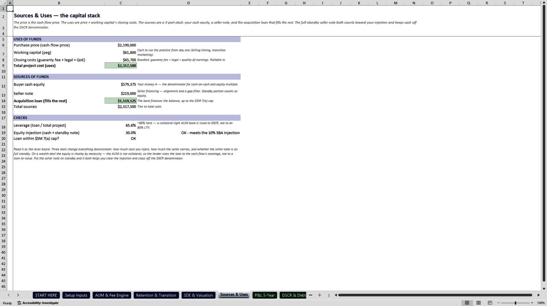 RIA & Wealth Management Practice Acquisition Model (Excel template (XLSX)) Preview Image