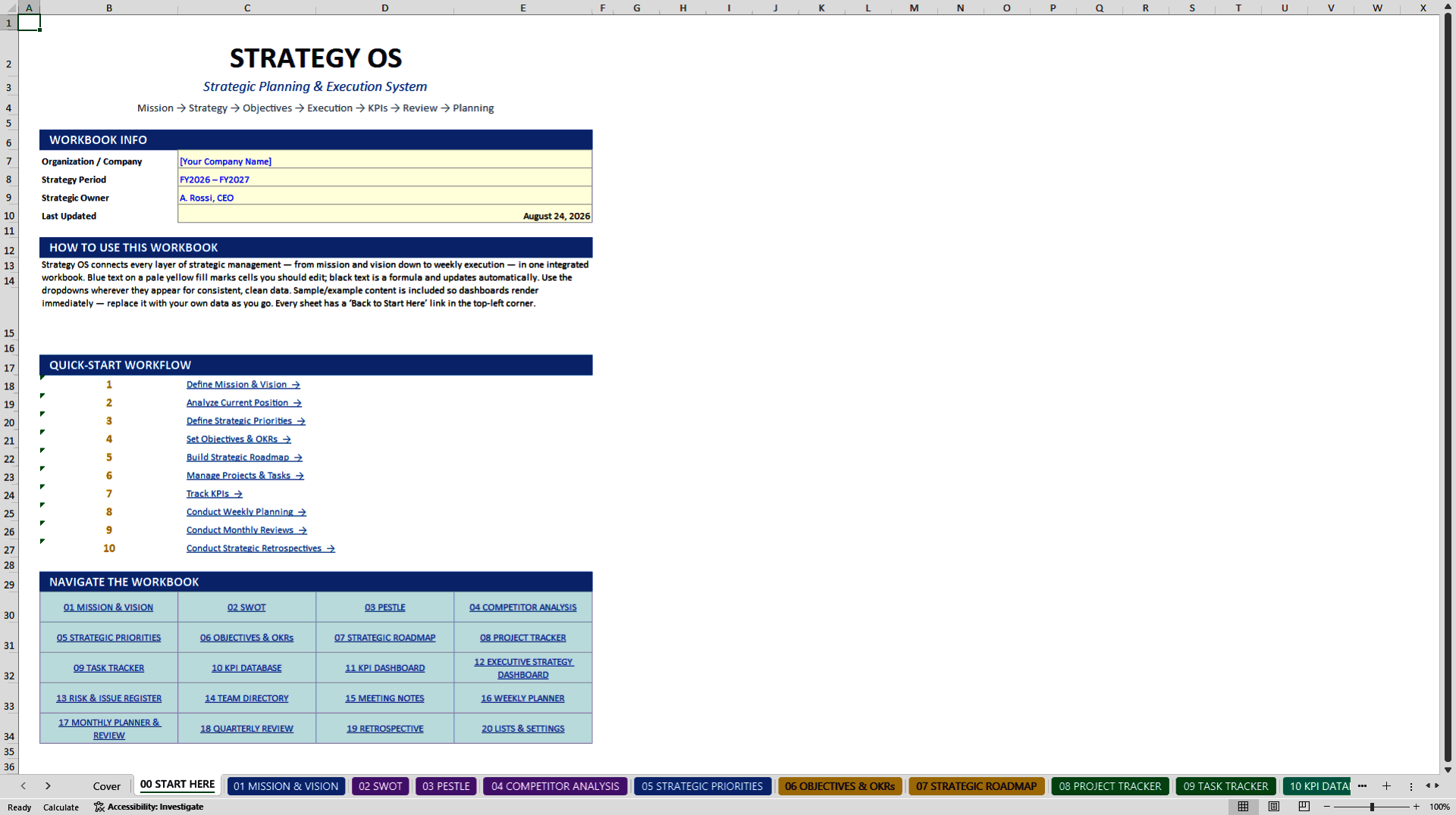 Strategy OS (Excel template (XLSX)) Preview Image