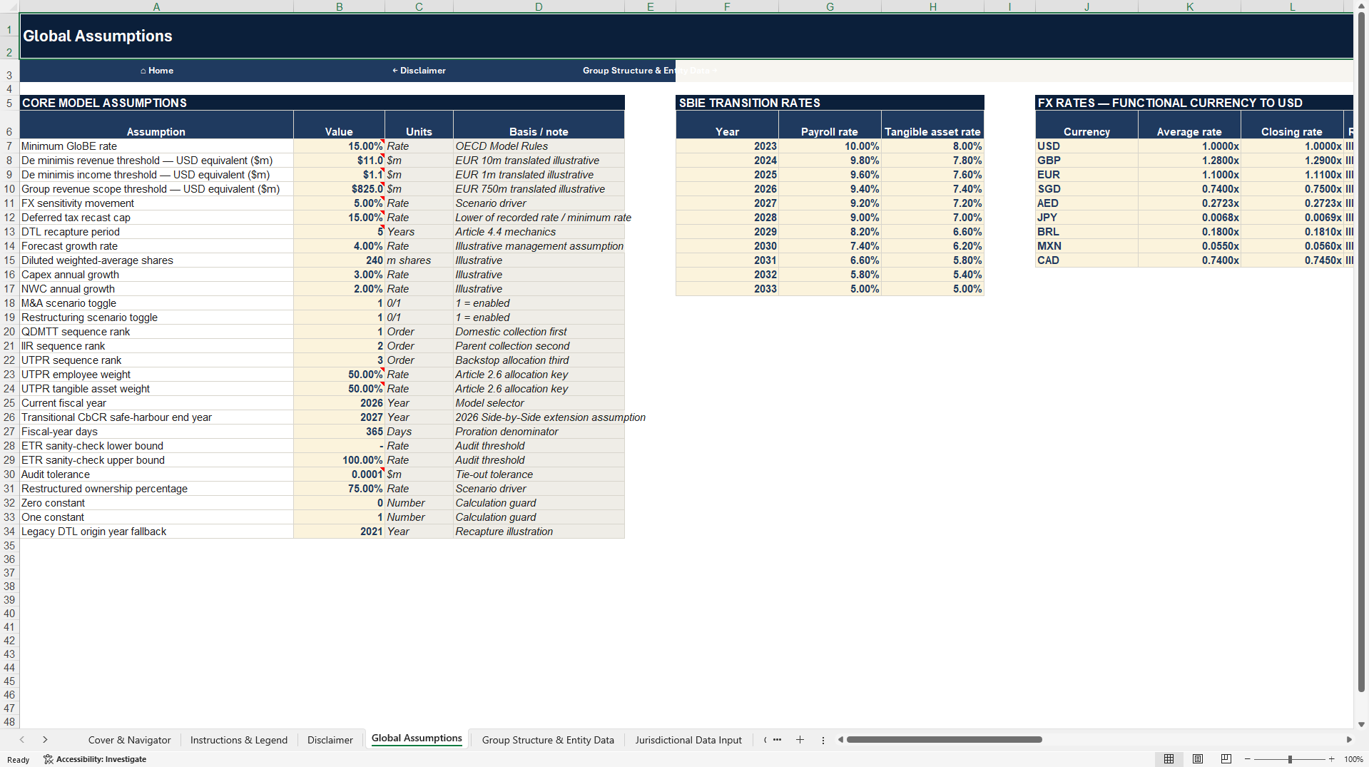 GloBE Pillar Two Global Minimum Tax Model (Excel template (XLSX)) Preview Image