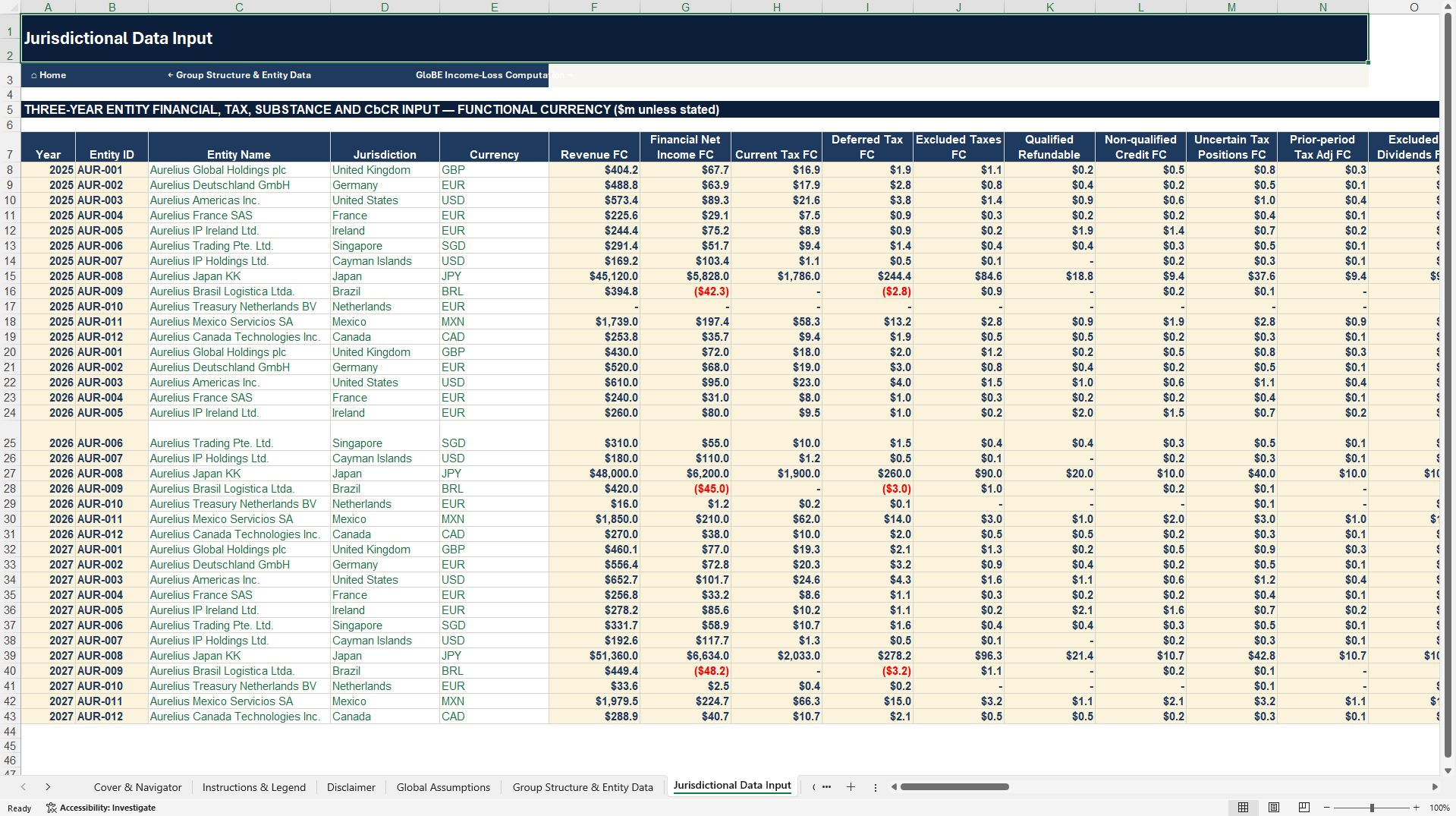 GloBE Pillar Two Global Minimum Tax Model (Excel template (XLSX)) Preview Image