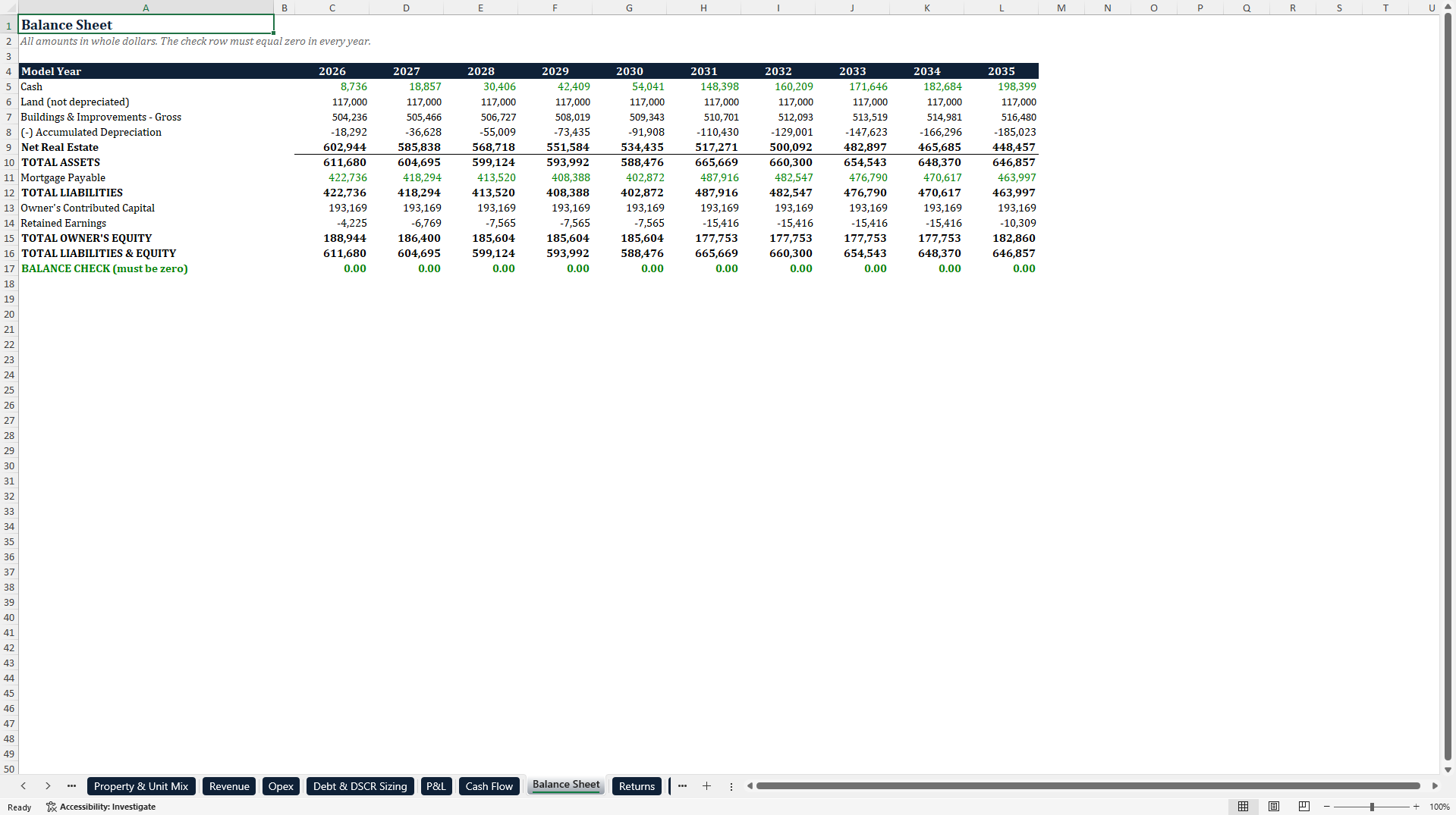 Rental Property DSCR Underwriting and Loan Sizing Model (Excel template (XLSX)) Preview Image