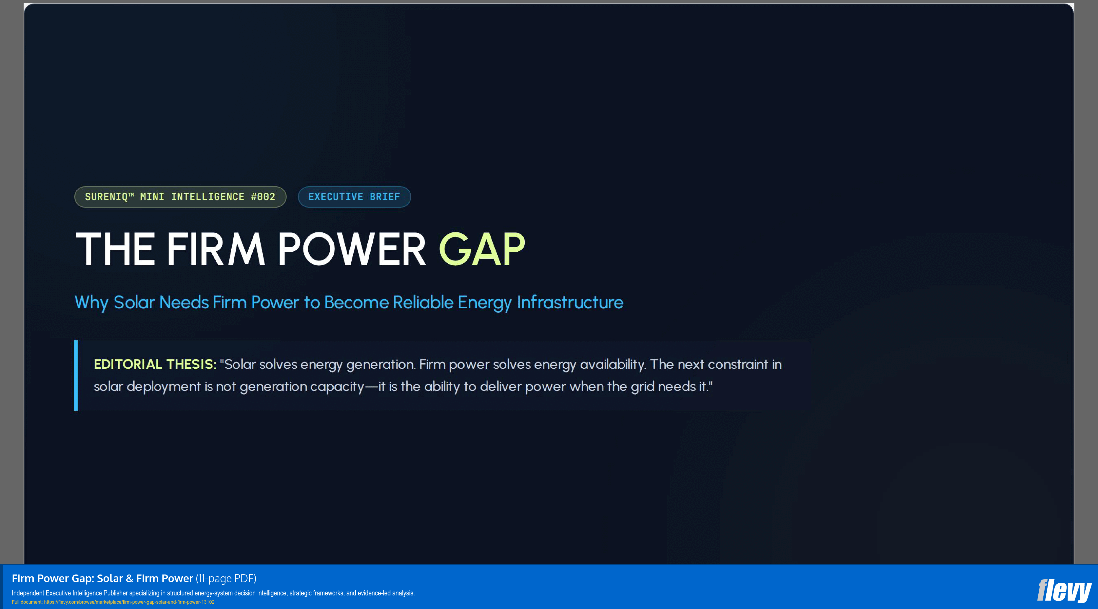 Firm Power Gap: Solar & Firm Power (11-page PDF document) Preview Image