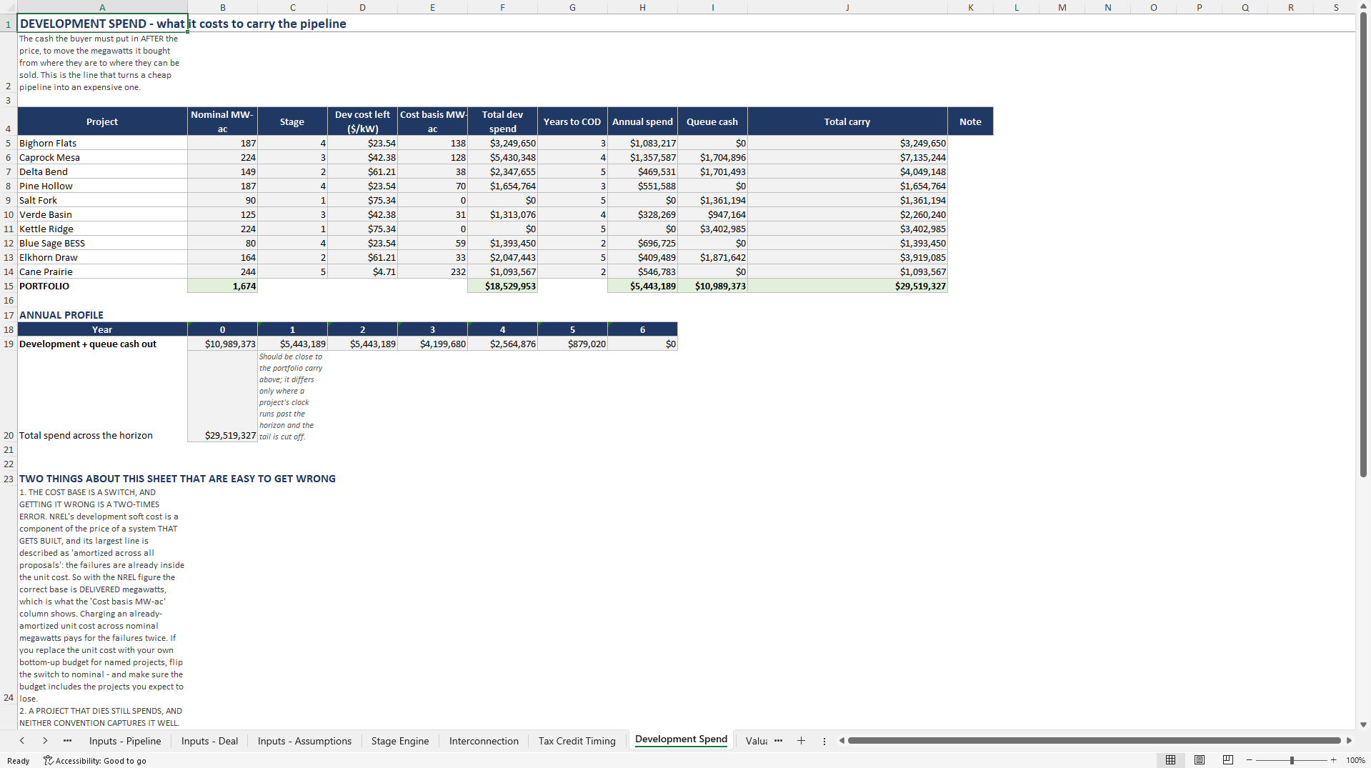 Renewable Development Pipeline Acquisition Model (Excel template (XLSX)) Preview Image