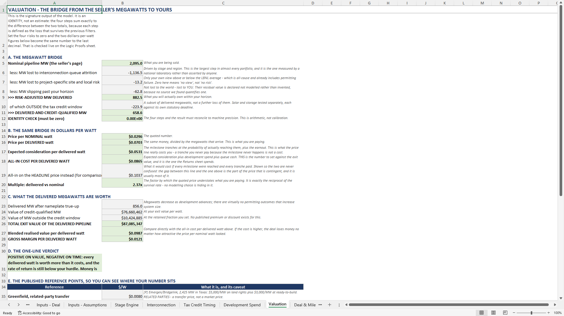 Renewable Development Pipeline Acquisition Model (Excel template (XLSX)) Preview Image
