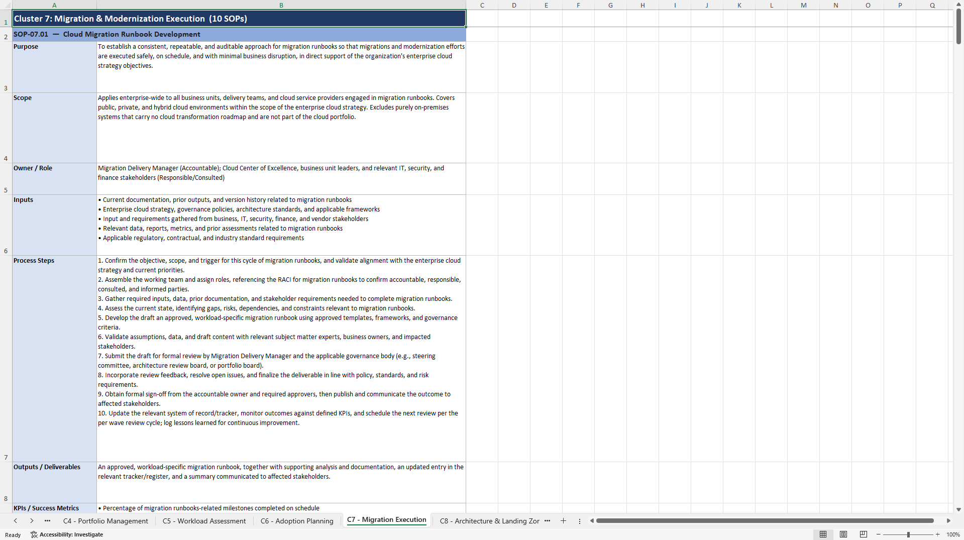 100+ Cloud Strategy SOPs (Excel template (XLSX)) Preview Image