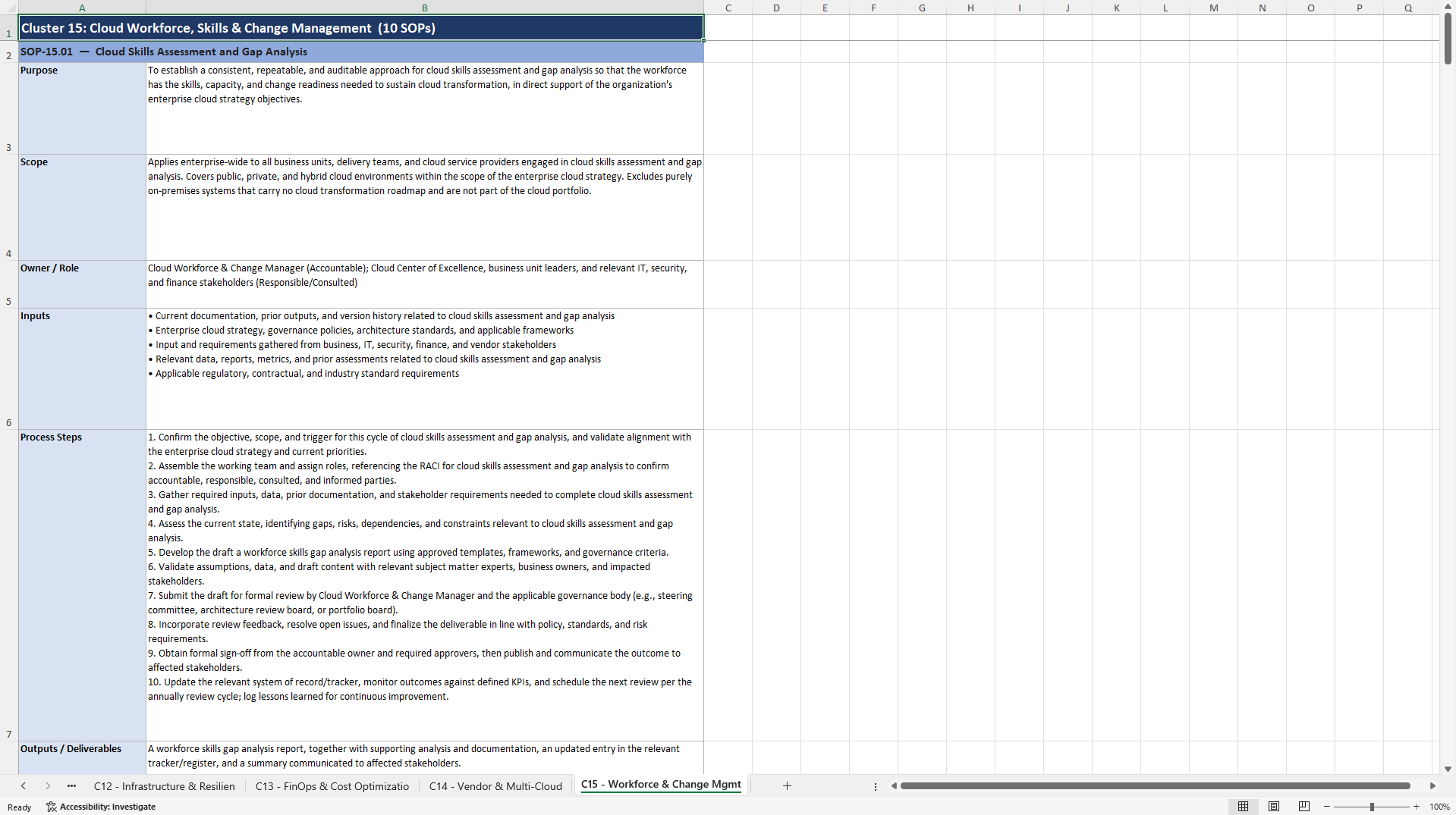 100+ Cloud Strategy SOPs (Excel template (XLSX)) Preview Image
