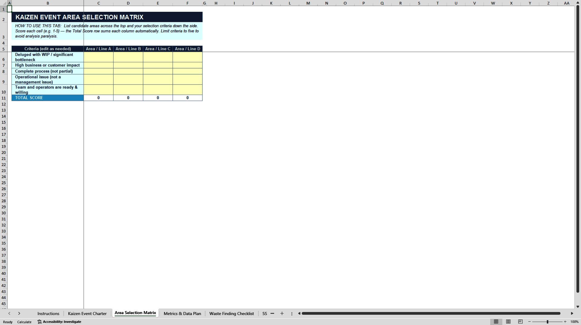 Kaizen & Kaizen Event Templates Toolkit (Excel template (XLSX)) Preview Image