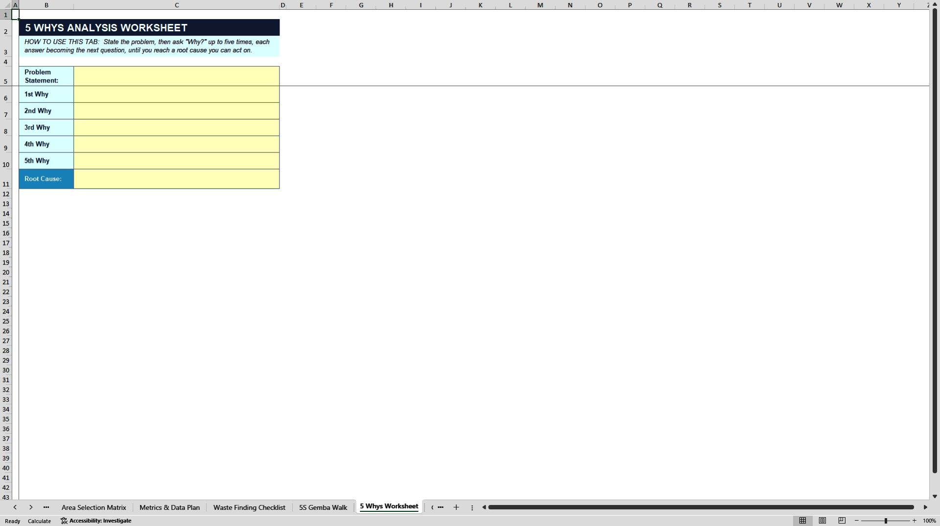 Kaizen & Kaizen Event Templates Toolkit (Excel template (XLSX)) Preview Image