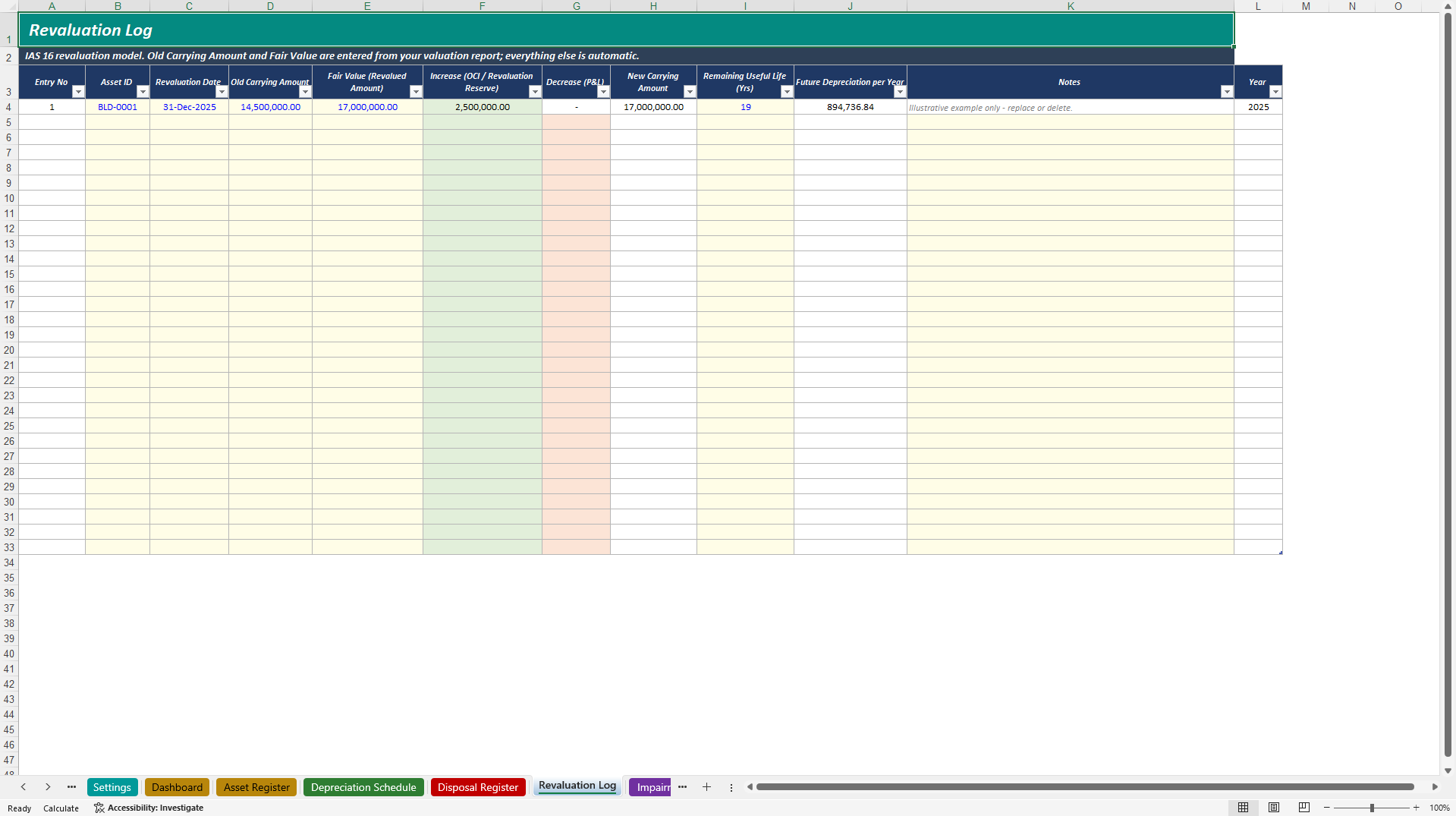 Fixed Asset Register and Depreciation Model (Excel template (XLSX)) Preview Image