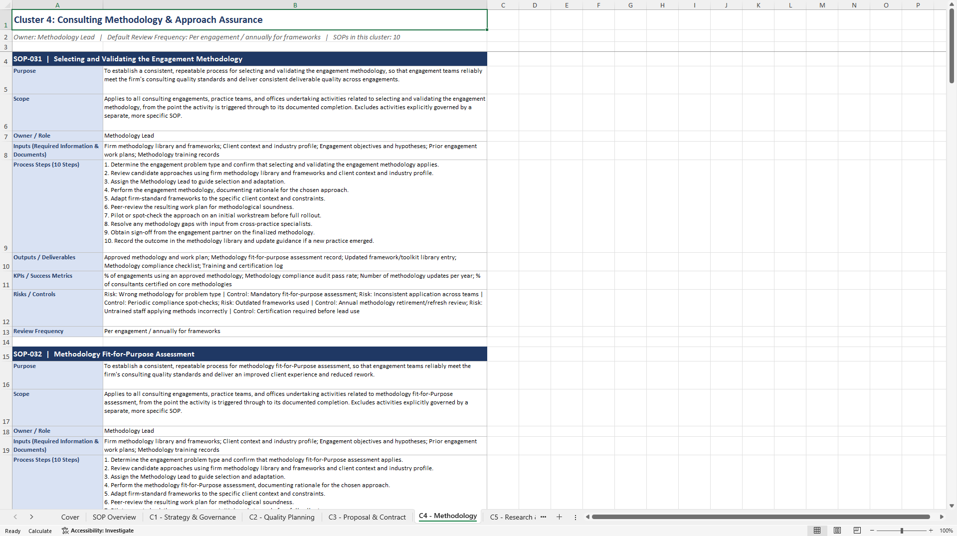 100+ Consulting Quality Assurance SOPs (Excel template (XLSX)) Preview Image