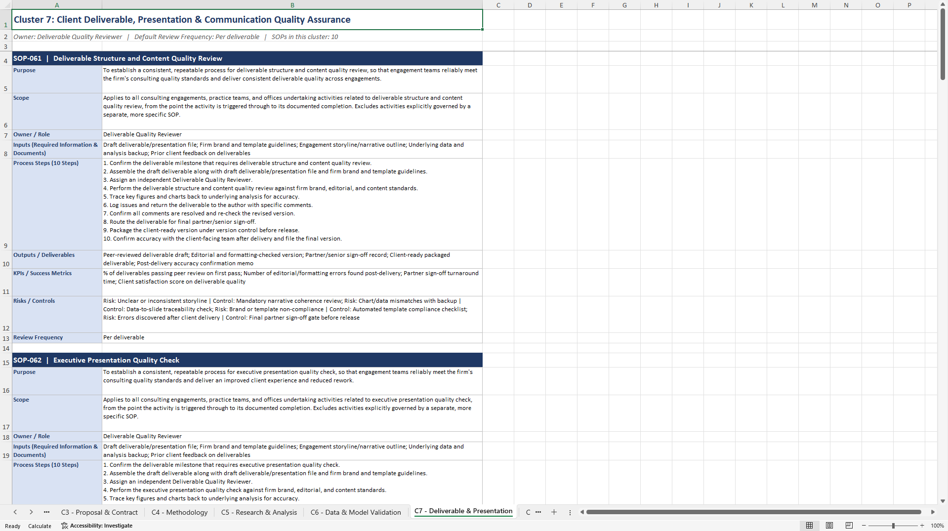 100+ Consulting Quality Assurance SOPs (Excel template (XLSX)) Preview Image