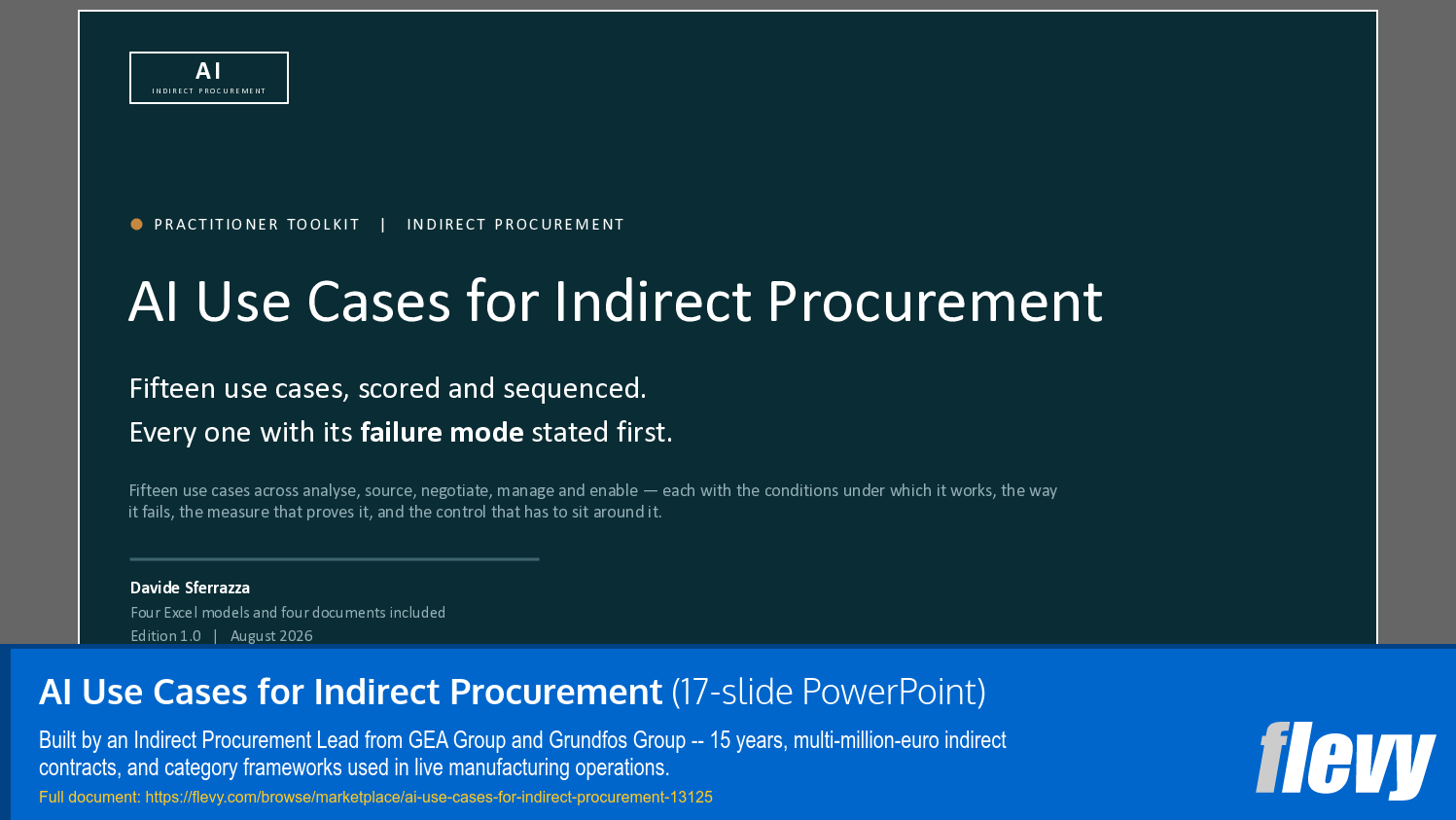 AI Use Cases for Indirect Procurement (17-slide PPT PowerPoint presentation template (PPTX)) Preview Image