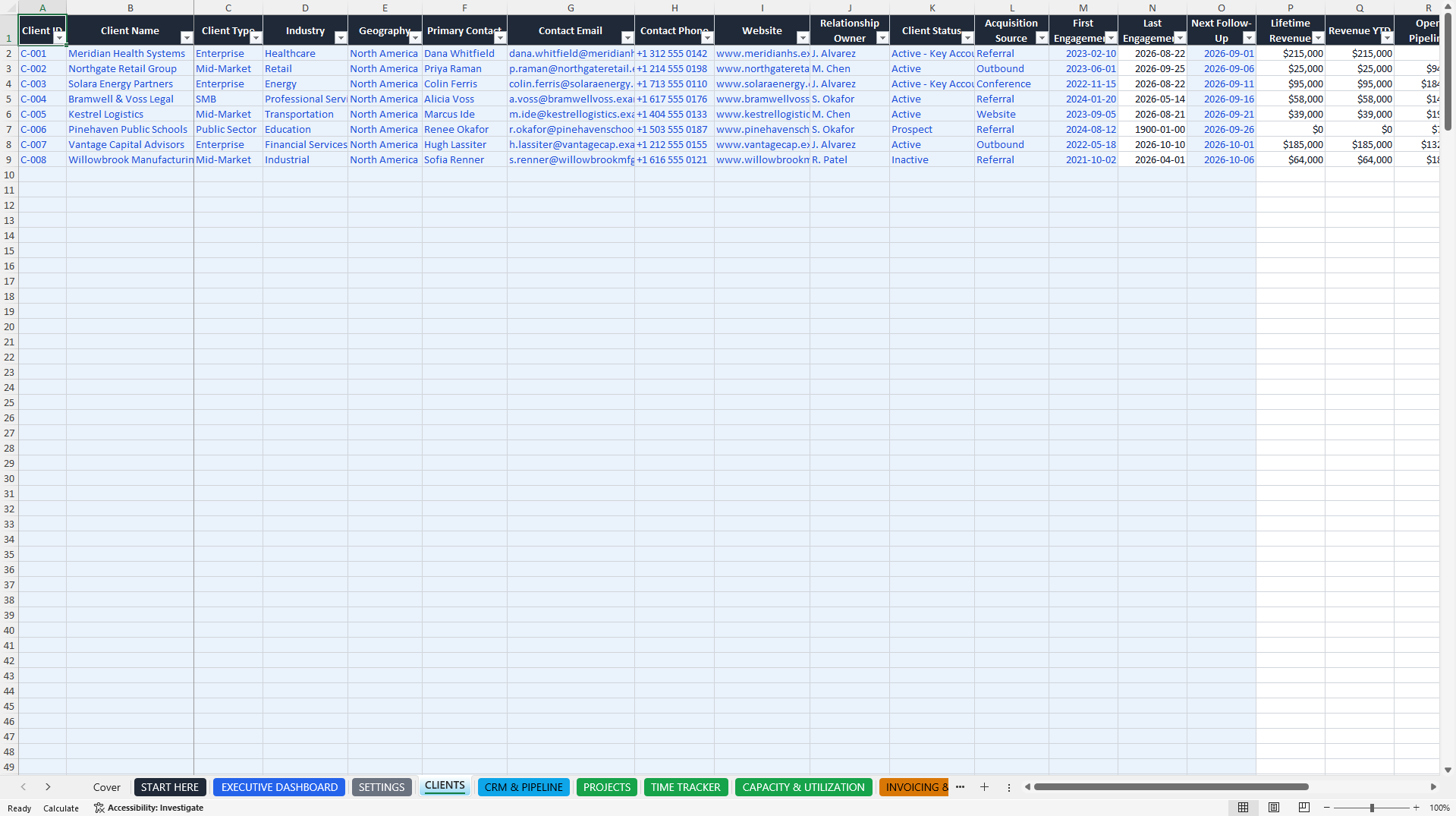 Consulting OS - All-in-One Practice Operating System (Excel template (XLSX)) Preview Image