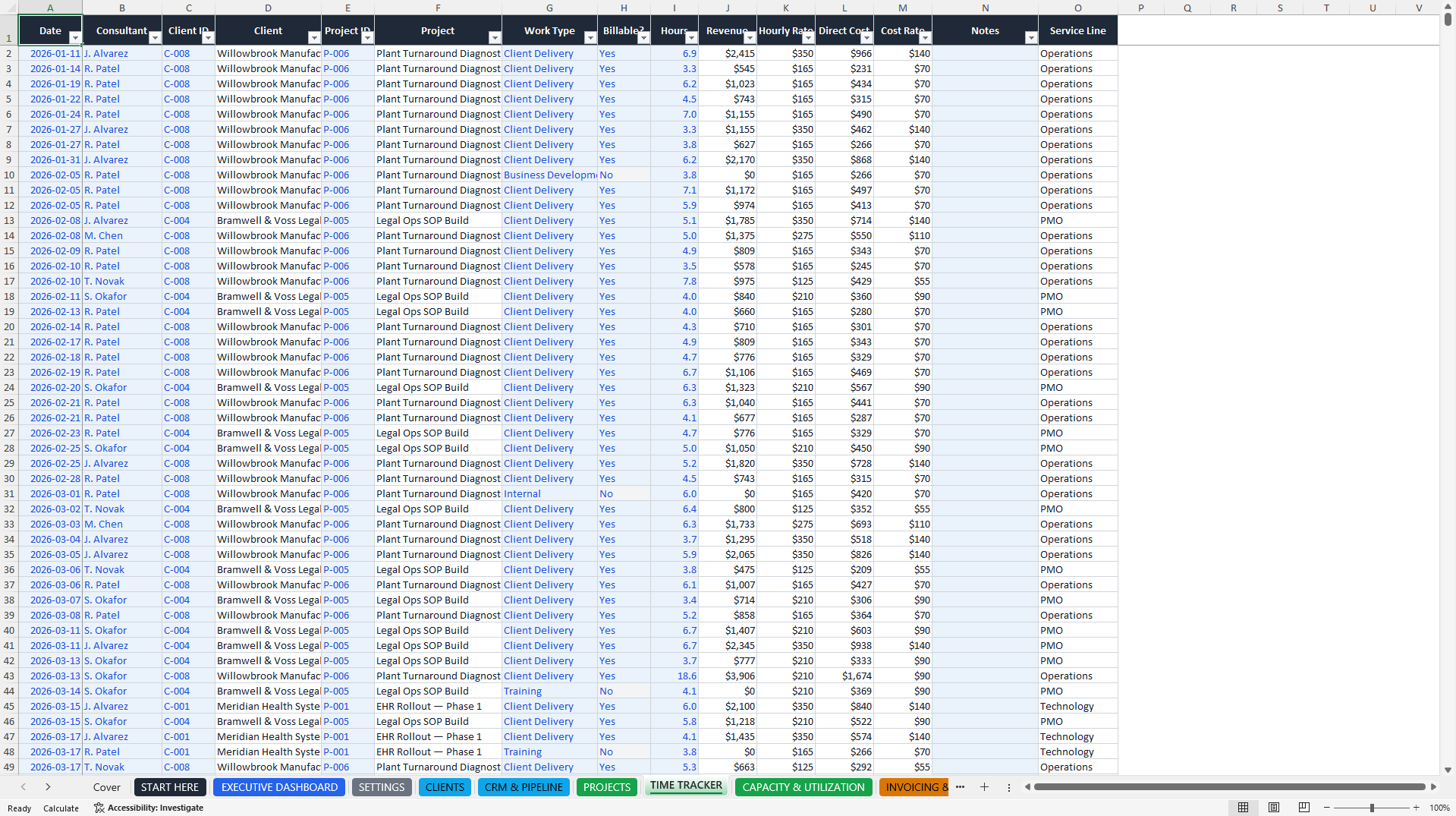 Consulting OS - All-in-One Practice Operating System (Excel template (XLSX)) Preview Image