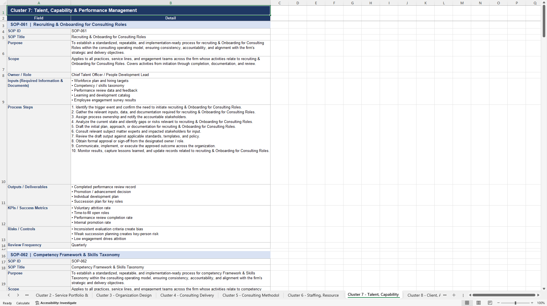 100+ Consulting Operating Model SOPs (Excel template (XLSX)) Preview Image