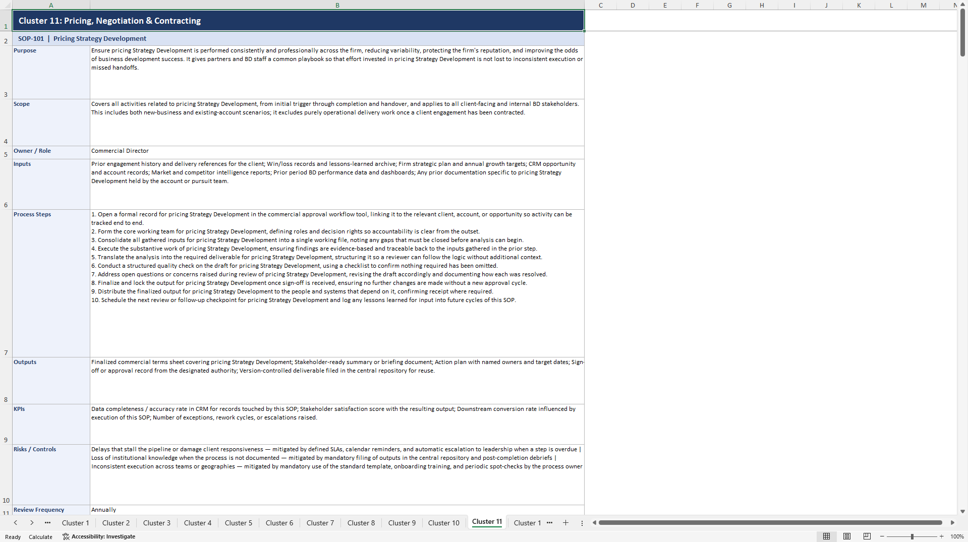 100+ Consulting Business Development SOPs (Excel template (XLSX)) Preview Image