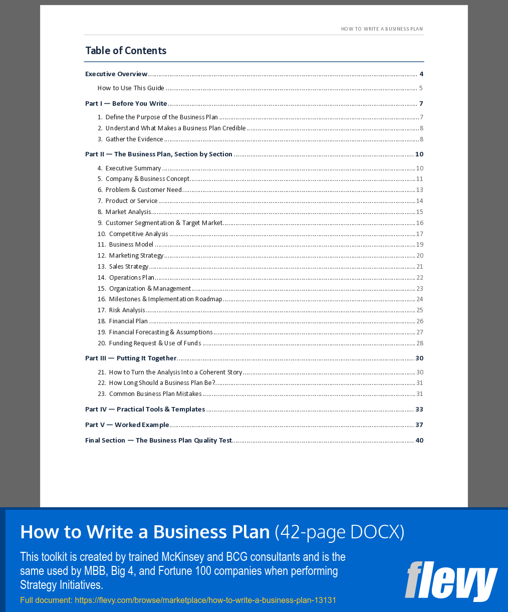How to Write a Business Plan (42-page Word document) Preview Image