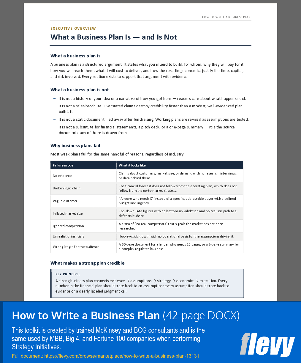 How to Write a Business Plan (42-page Word document) Preview Image