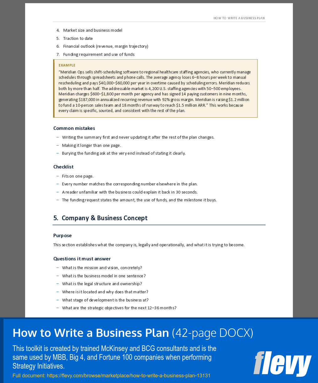 How to Write a Business Plan (42-page Word document) Preview Image