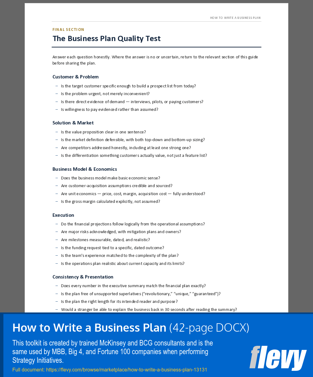 How to Write a Business Plan (42-page Word document) Preview Image
