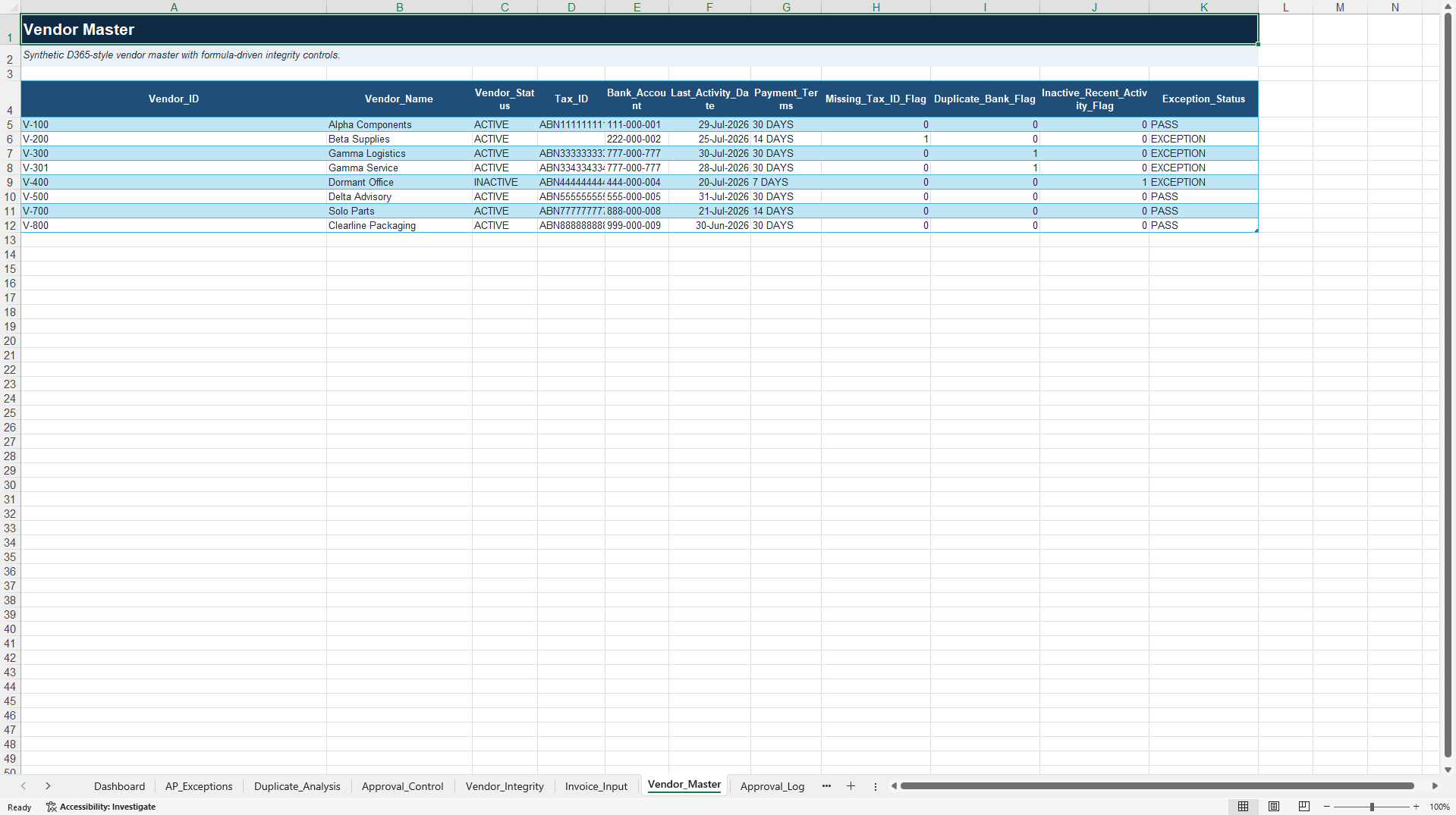 AP Process Integrity Diagnostic (Excel template (XLSX)) Preview Image