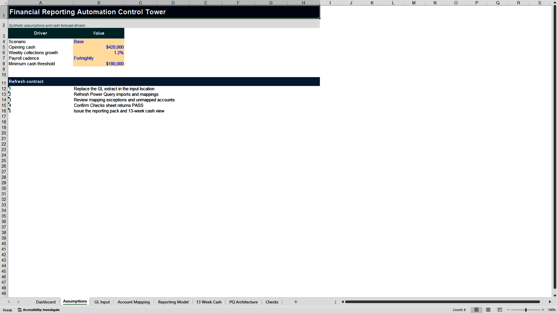 Financial Reporting Automation Control Tower (Excel template (XLSX)) Preview Image