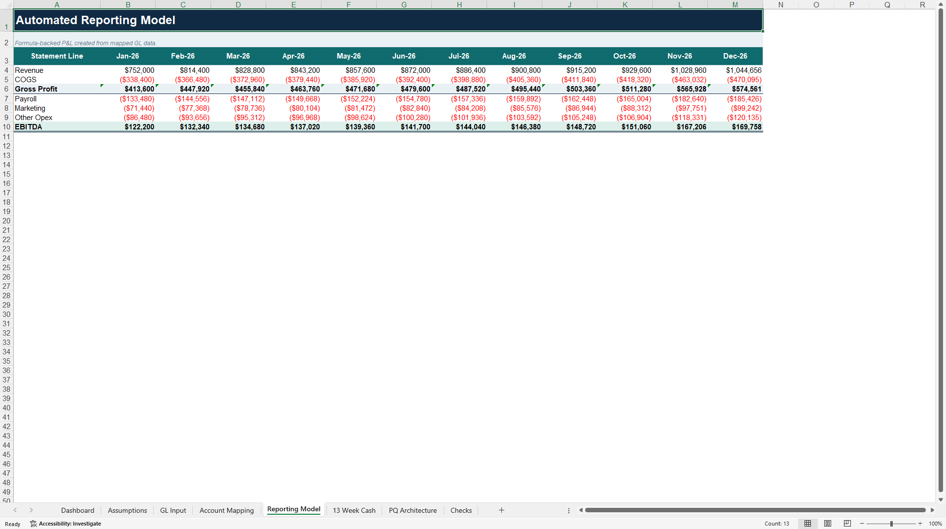 Financial Reporting Automation Control Tower (Excel template (XLSX)) Preview Image