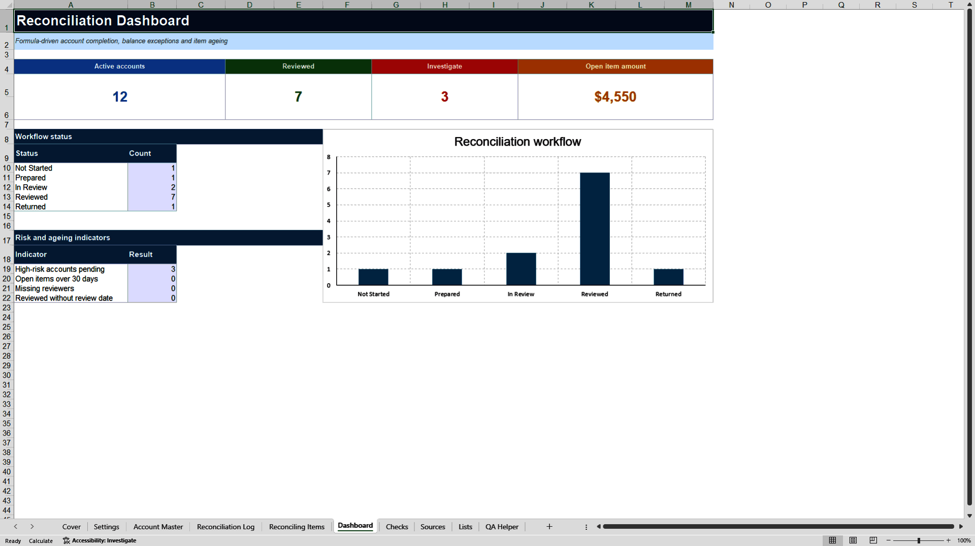 Finance Close and Reconciliation Control Toolkit (Excel template (XLSX)) Preview Image