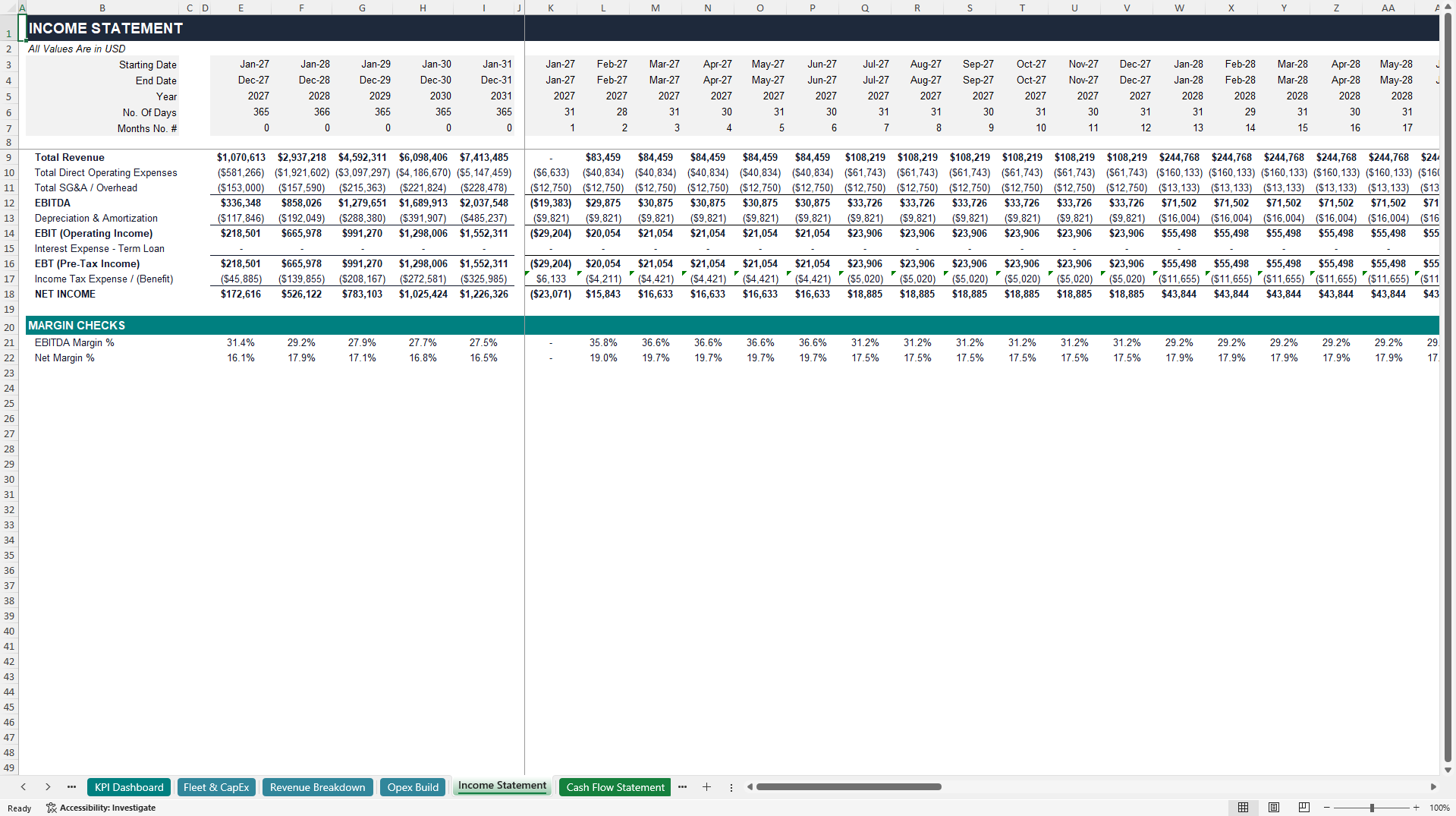 Trucking & Fleet Management Financial Model Template (Excel template (XLSX)) Preview Image