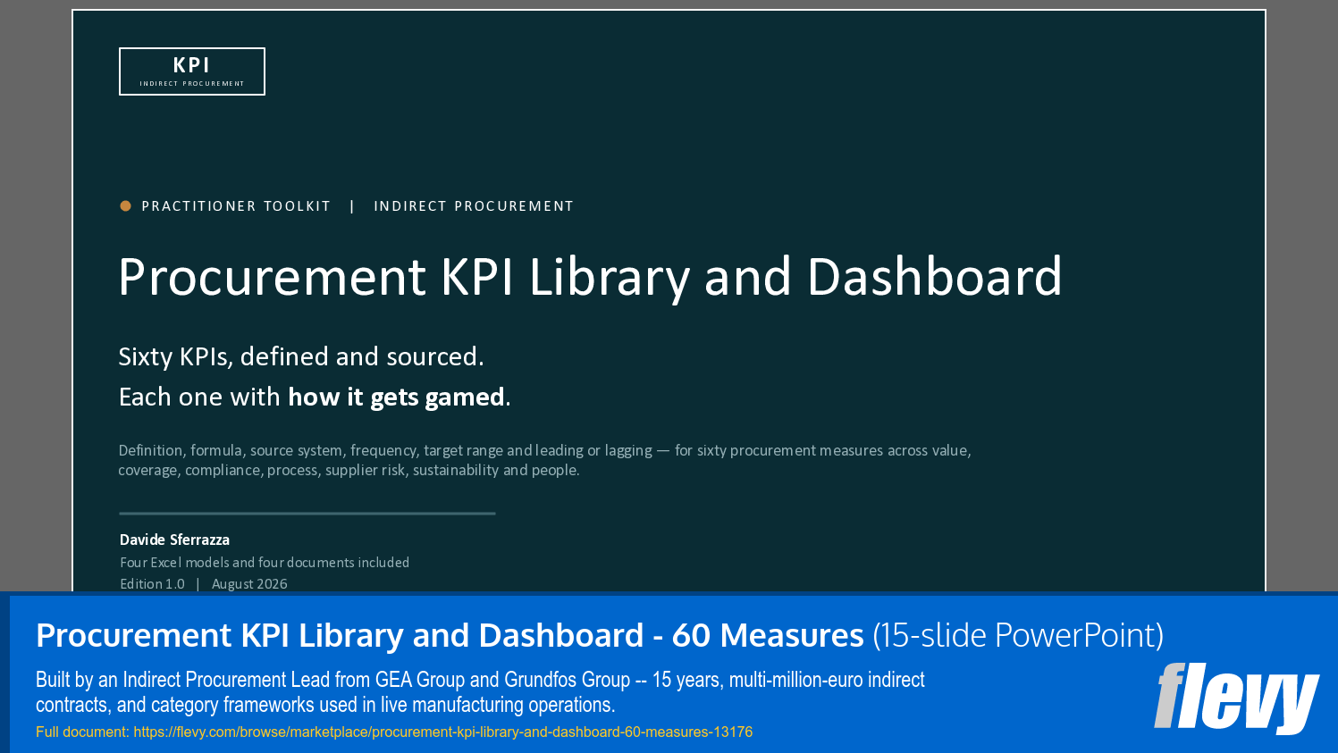 Procurement KPI Library and Dashboard - 60 Measures (15-slide PPT PowerPoint presentation template (PPTX)) Preview Image