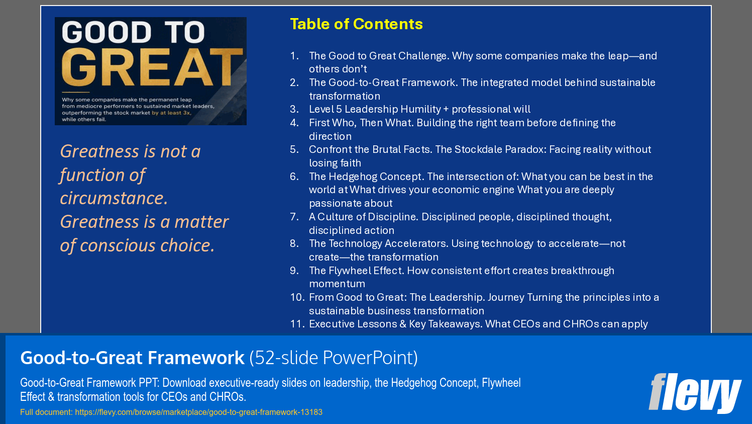 Good-to-Great Framework (52-slide PPT PowerPoint presentation template (PPTX)) Preview Image