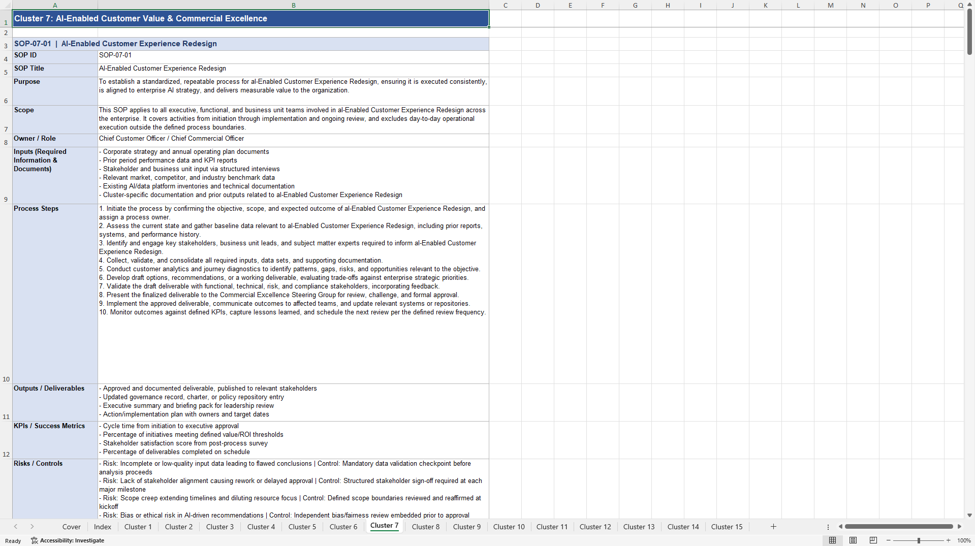 100+ AI-Driven Organization SOPs (Excel template (XLSX)) Preview Image