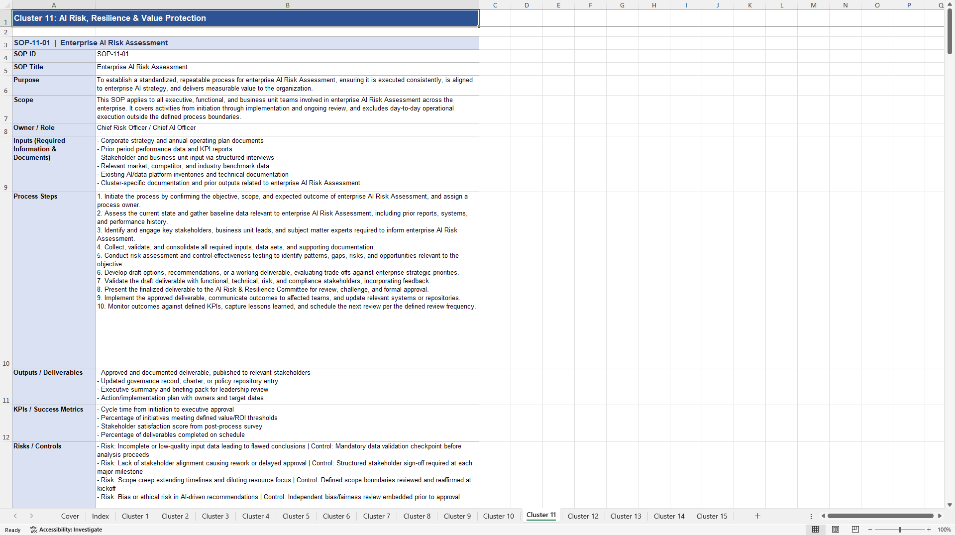 100+ AI-Driven Organization SOPs (Excel template (XLSX)) Preview Image