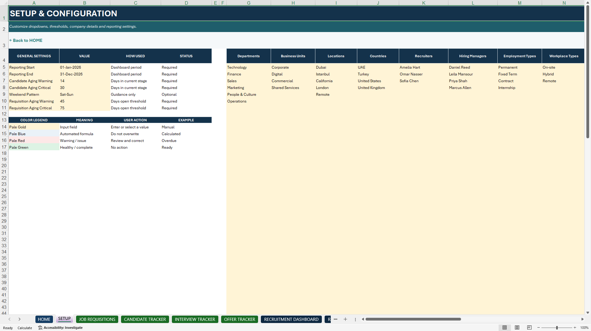 Recruitment Tracker Excel Toolkit (Excel template (XLSX)) Preview Image
