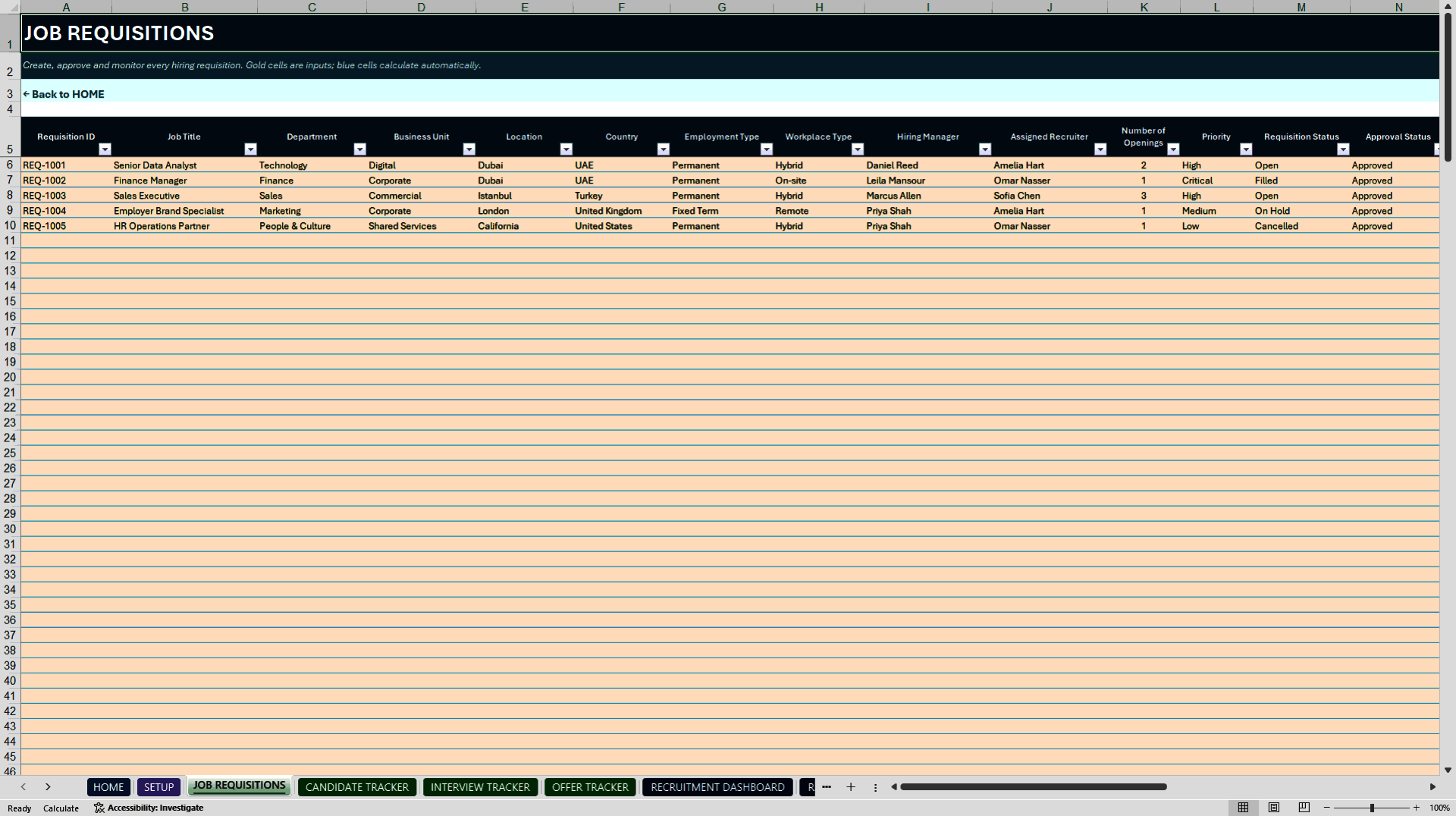Recruitment Tracker Excel Toolkit (Excel template (XLSX)) Preview Image