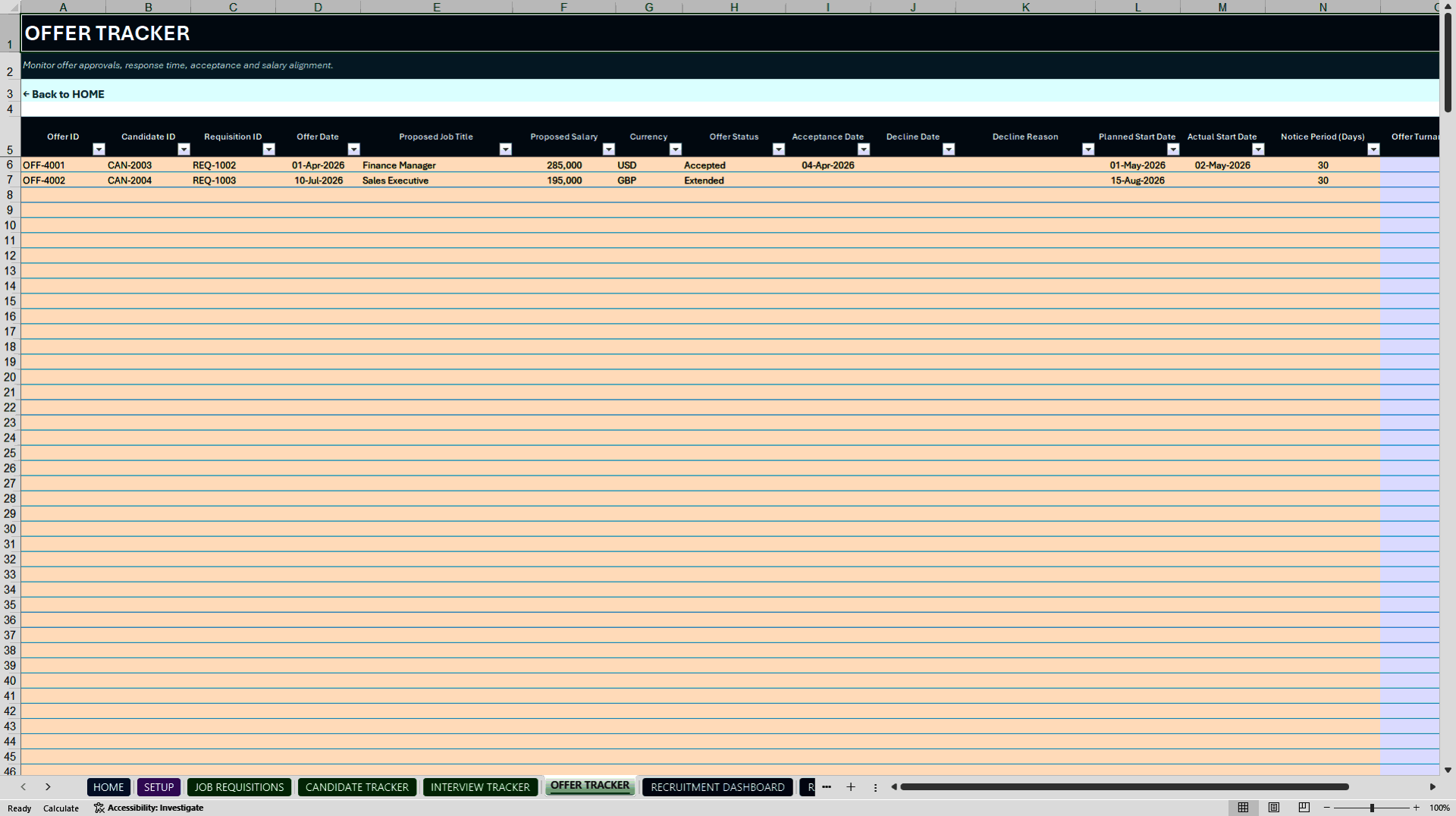 Recruitment Tracker Excel Toolkit (Excel template (XLSX)) Preview Image