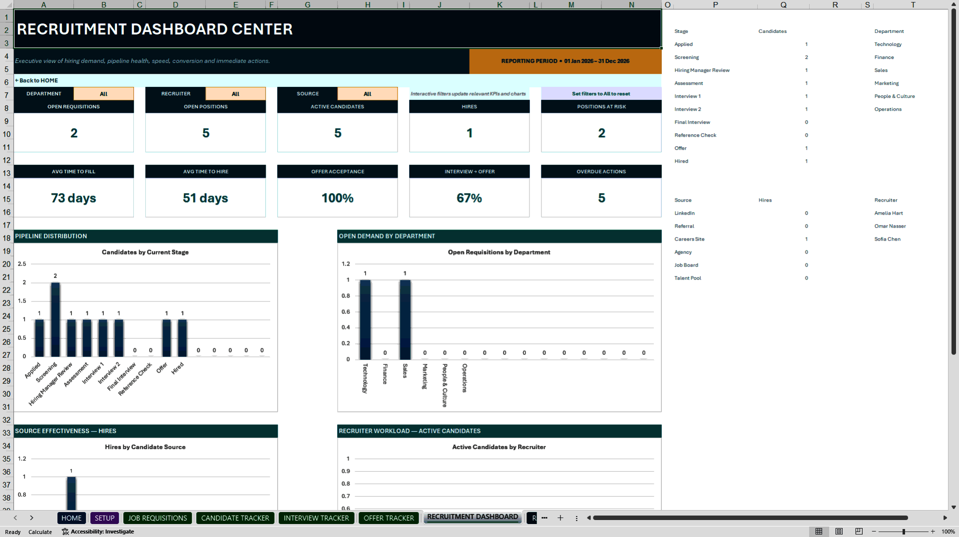 Recruitment Tracker Excel Toolkit (Excel template (XLSX)) Preview Image