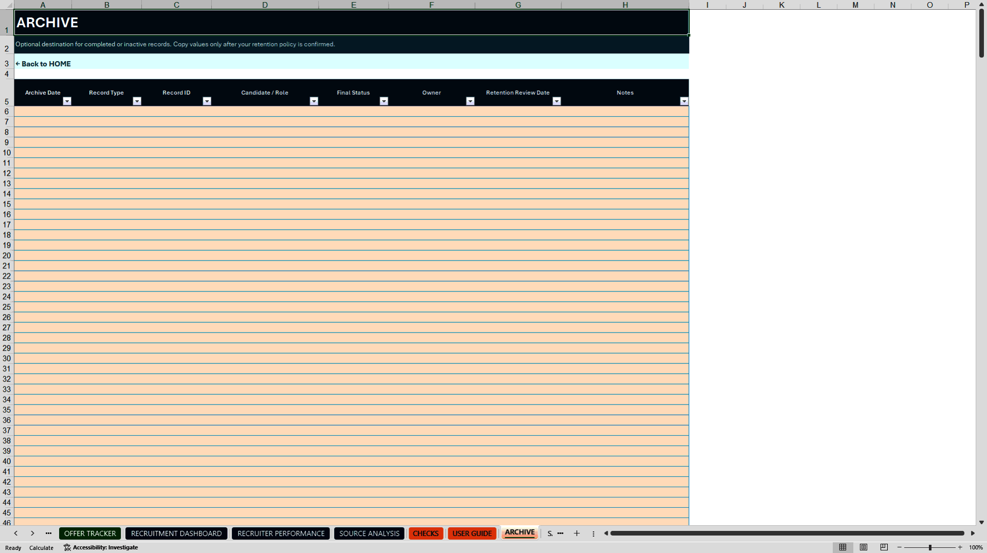 Recruitment Tracker Excel Toolkit (Excel template (XLSX)) Preview Image