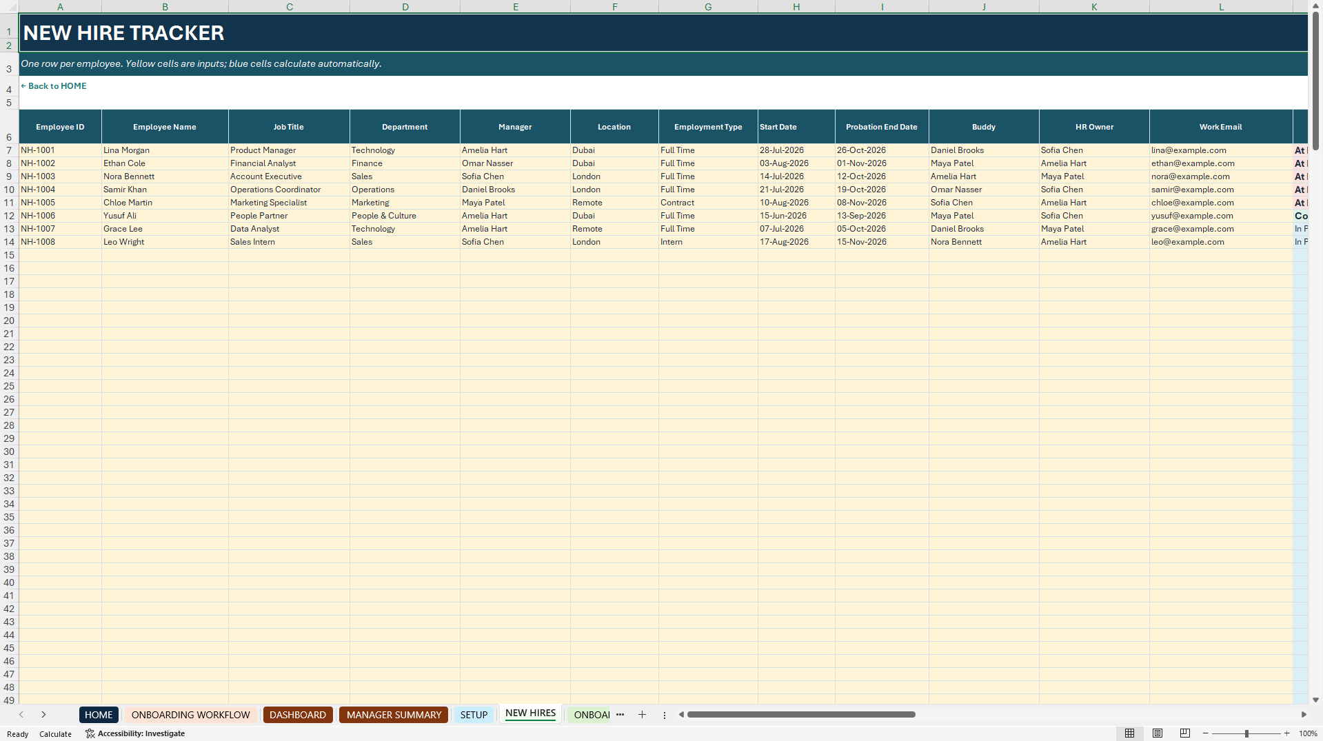 Employee Onboarding & Probation Tracker Excel Toolkit (Excel template (XLSX)) Preview Image
