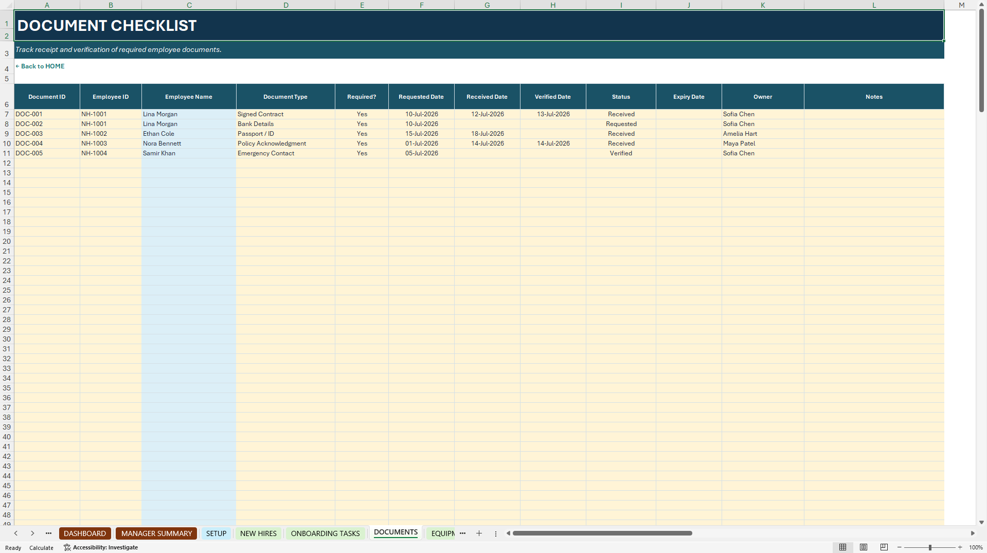 Employee Onboarding & Probation Tracker Excel Toolkit (Excel template (XLSX)) Preview Image