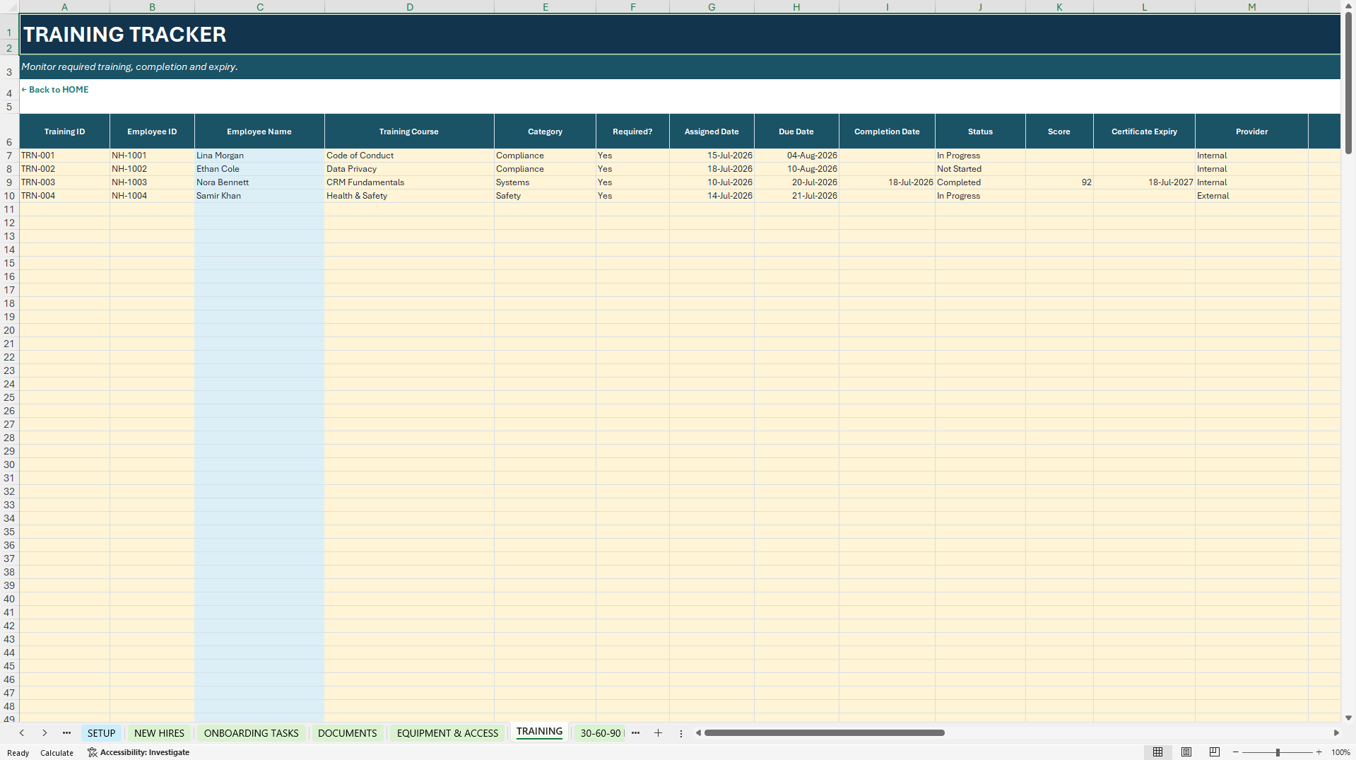 Employee Onboarding & Probation Tracker Excel Toolkit (Excel template (XLSX)) Preview Image