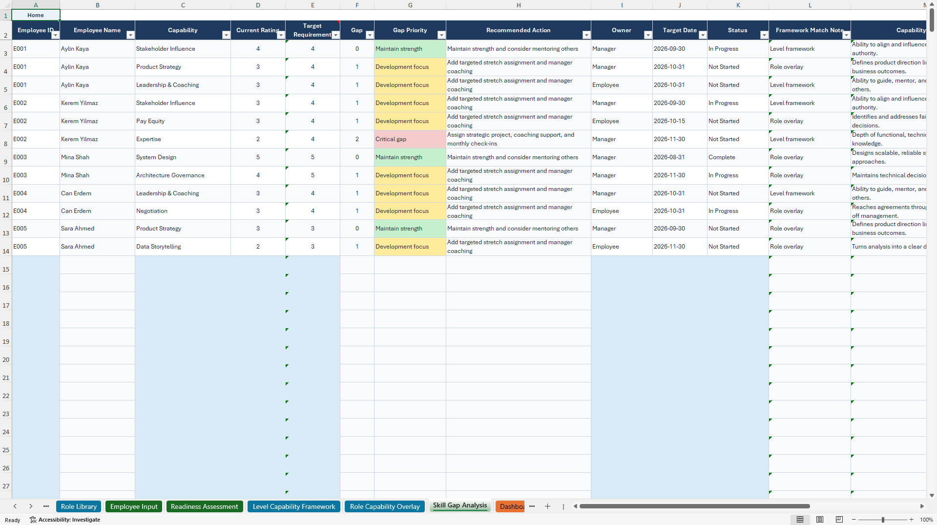 Career Pathing & Progression Framework Builder (Excel template (XLSX)) Preview Image