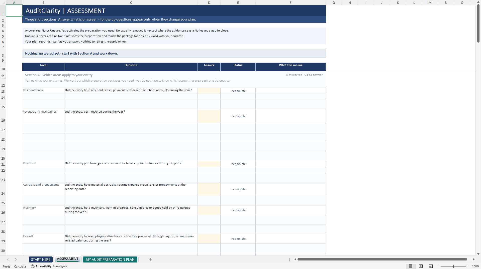 Annual Audit Readiness Workbook for Finance Teams (Excel template (XLSX)) Preview Image