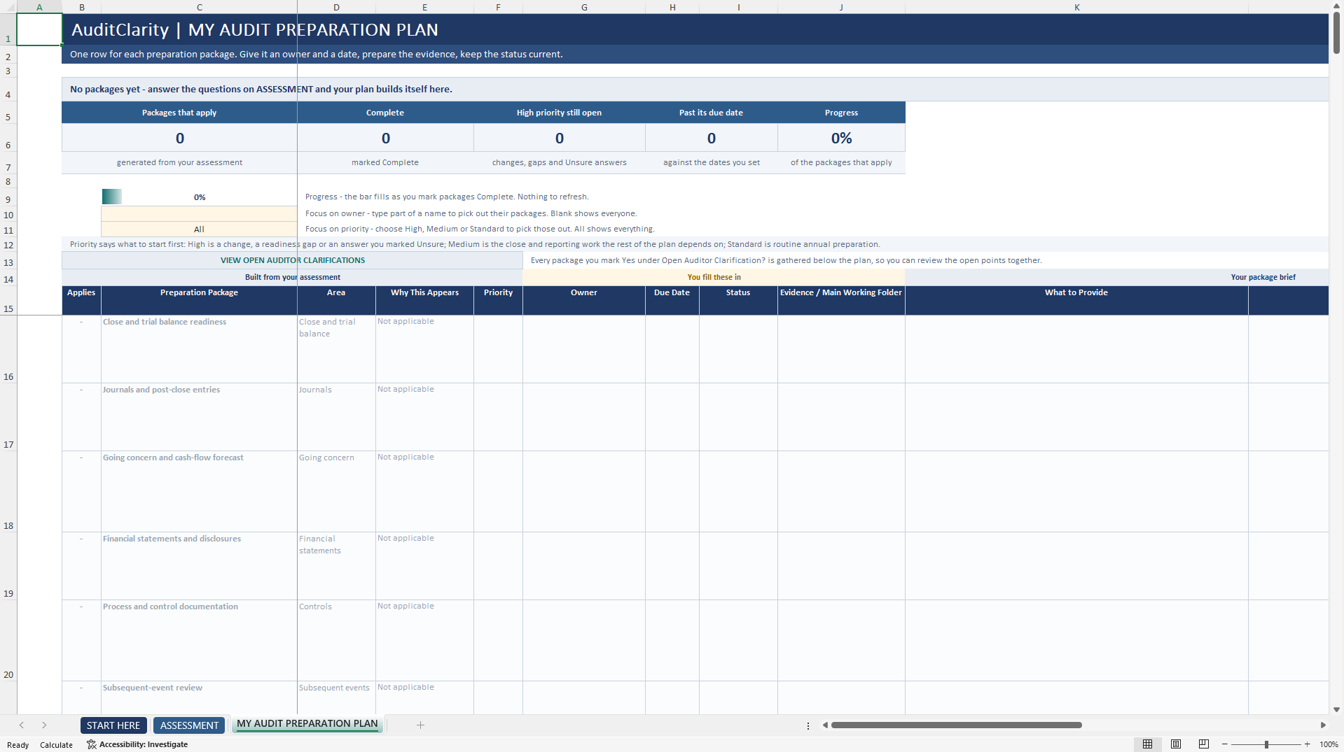 Annual Audit Readiness Workbook for Finance Teams (Excel template (XLSX)) Preview Image