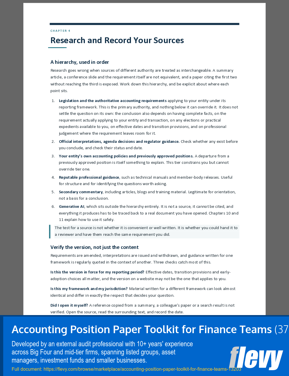 Accounting Position Paper Toolkit for Finance Teams (37-page PDF document) Preview Image